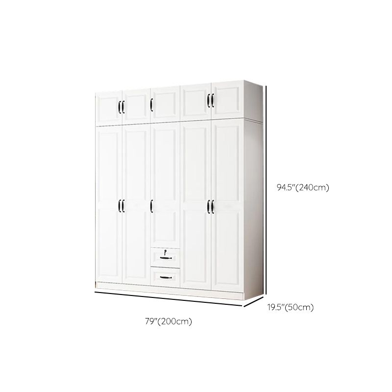 Hinged Wardrobe Cabinet White Wardrobe Armoire with Shelves for Home