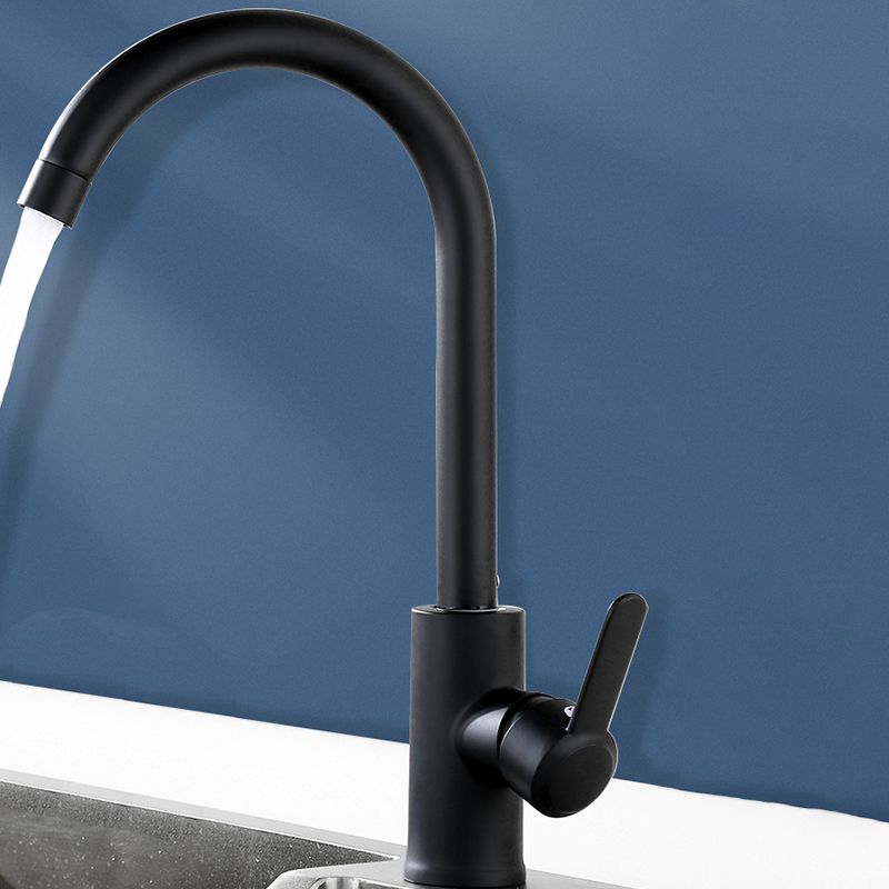 Modern Style Kitchen Faucet Stainless Steel Gooseneck Kitchen Faucet in Black