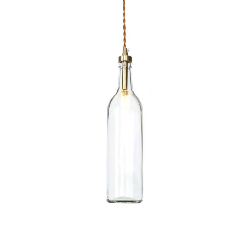 Industrial Wine Bottle Hanging Lamp 1 Light Glass Ceiling Pendant Light with Adjustable Cord in Smoke Grey/Green