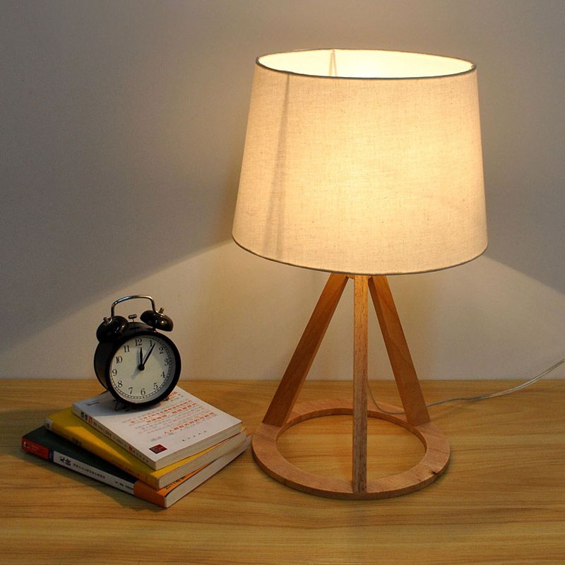 Éclairage de tâche de bulbe contemporain 1 Lampe de lecture du tambour conique blanc avec de l'ombre en tissu
