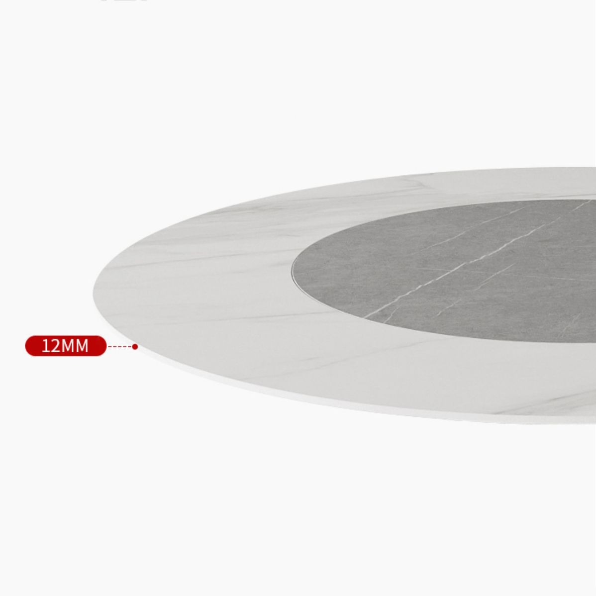 Solid Wood Pedestal Dining Table Oval Stone Top Dining Table in White