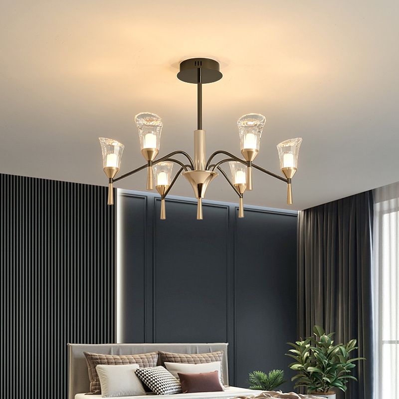 Conical Chandelier Postmodern Acrylic Gold Suspension Light for Living Room