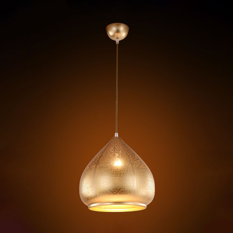 1 hoofd traan hanglampverlichting traditionele metalen plafond suspensie lamp in zilver/brons/goud