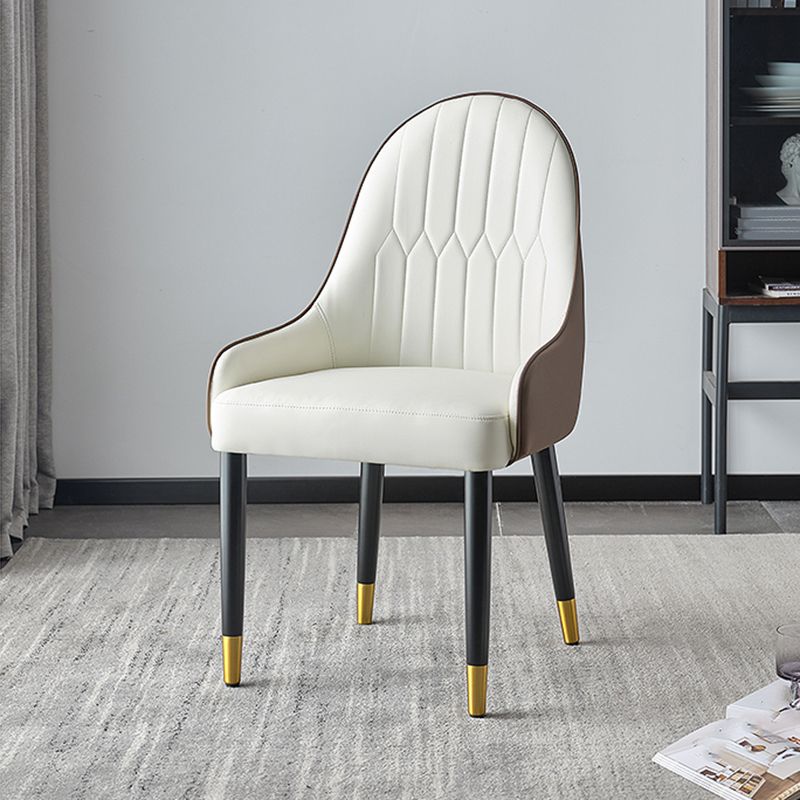 Glam Style Parsons Dining Chairs Faux Leather Armless Side Chair