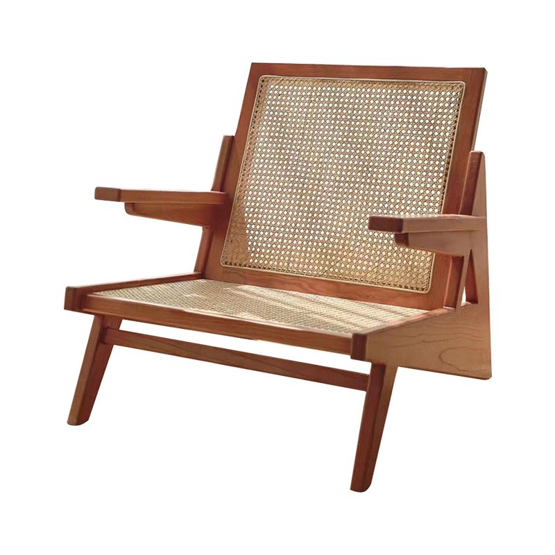 Nordic Style Wood Armrest Woven Back Solid Wood Multi-color Choice Arm Chair
