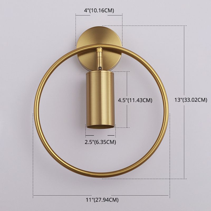 13" H Nordic Style Metal Ring Wall Lamp 1-Light Cylindrical Spotlight Sconce Lights for Bedroom