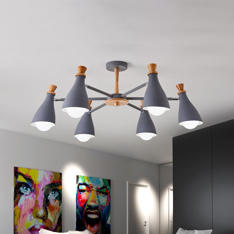 Woonkamer halve fles kroonluchter 6/8 koppen metaal macaron loft snoep gekleurd hanglamp in grijs/wit
