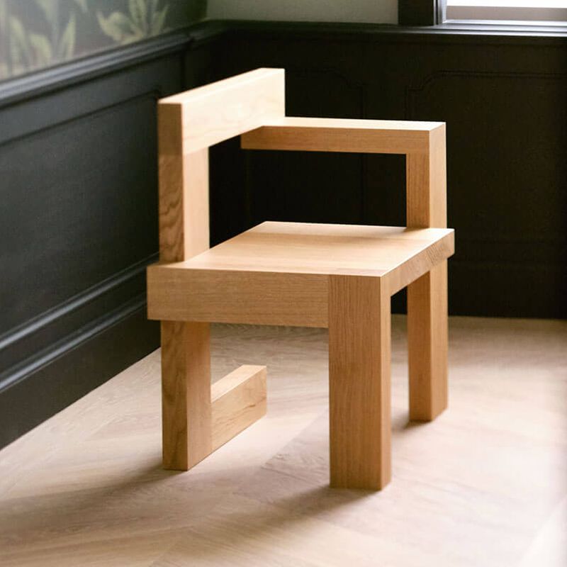 Modern Arm Chair Wood Open Back Dining Accent Chair for Home