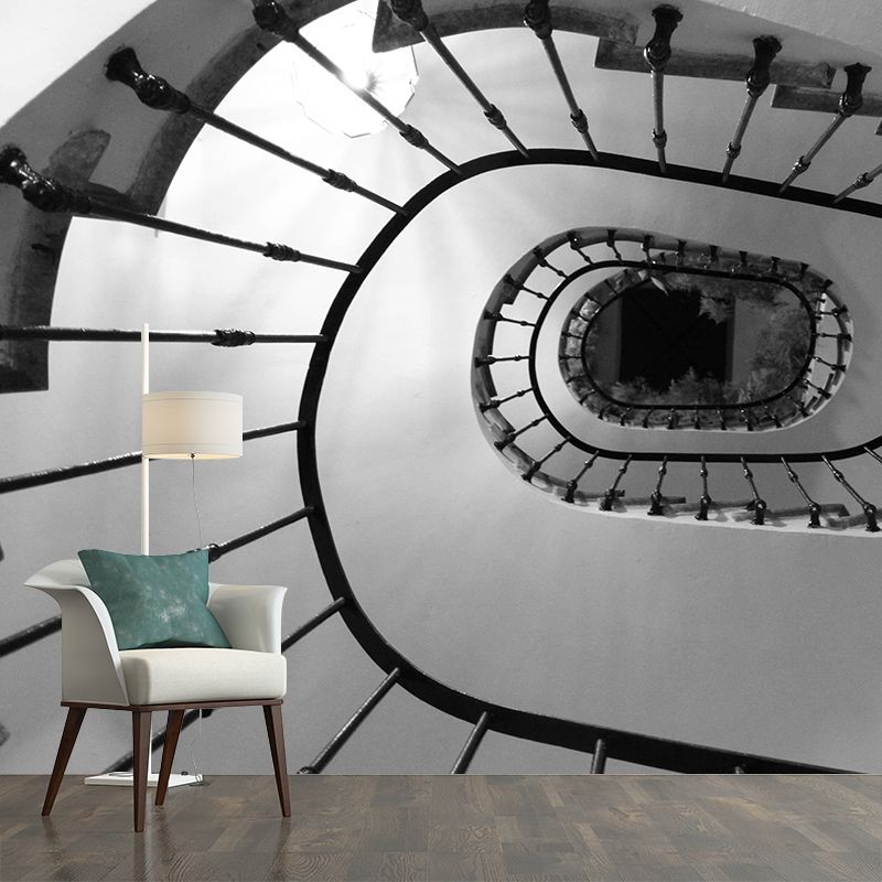 Spiral Staircase Mural Wallpaper Custom-Made Wall Covering for Sitting Room