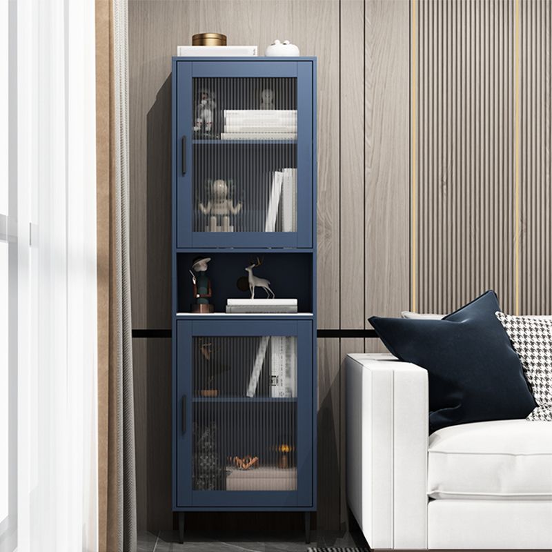 Modern Wooden Storage Cabinet with 2 Storage Shelf and Glass Paned
