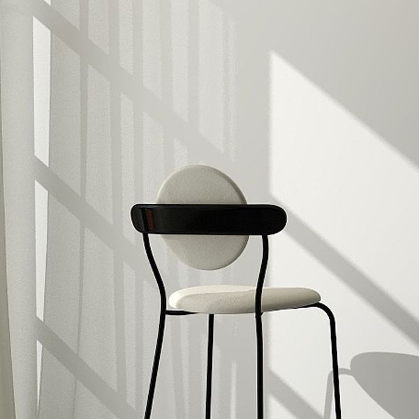 White Upholstered Bar Stools with Black Frame Contemporary Indoor Stools