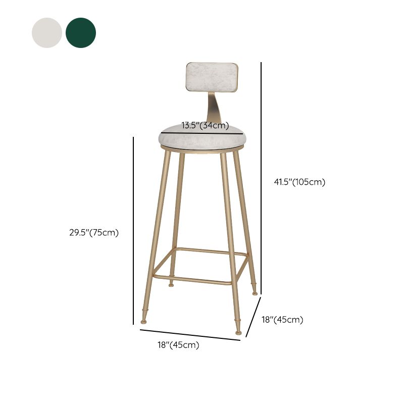 Glam Upholstered Dining Stools Round Bar Stools with Metal Base