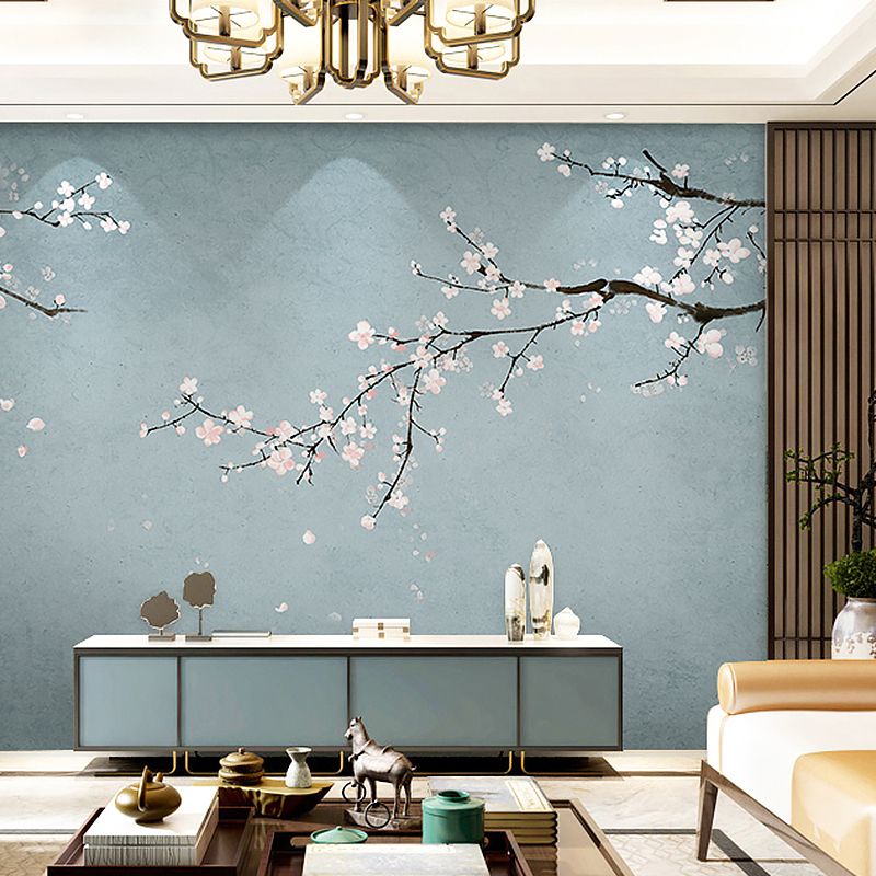 Decorative Plum Blossom Mural Wallpaper Non-Woven Fabric Contemporary Wall Art for Accent Wall
