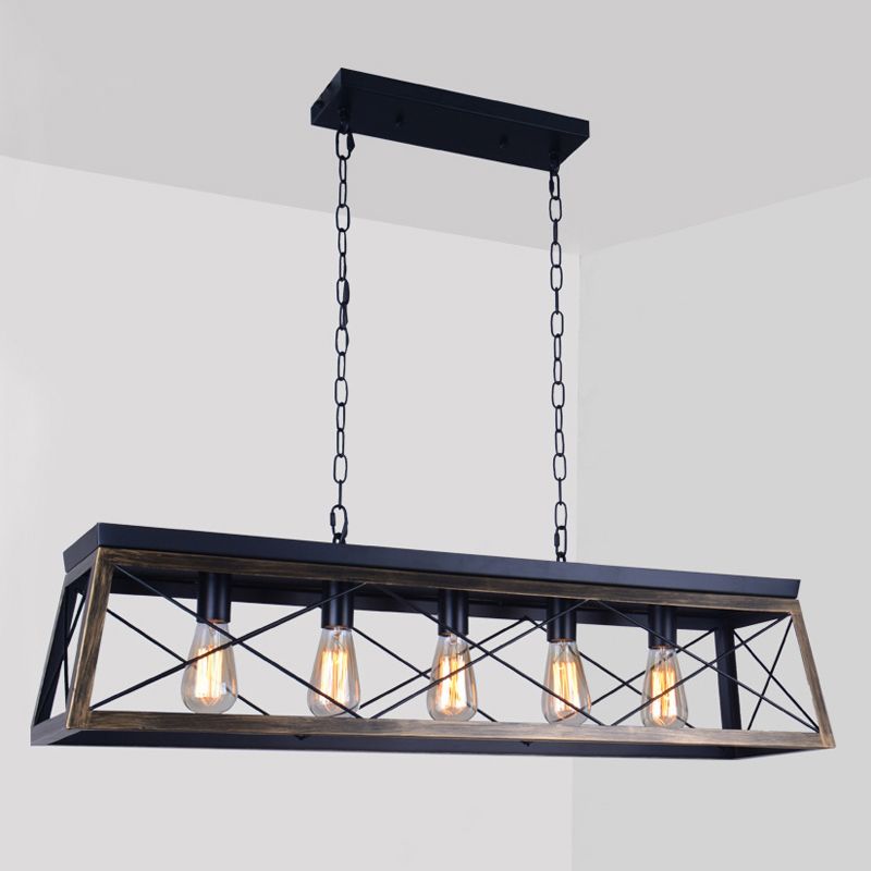 Industrial Island Light Geometric Hanging Lighting Fixture for Dining Room