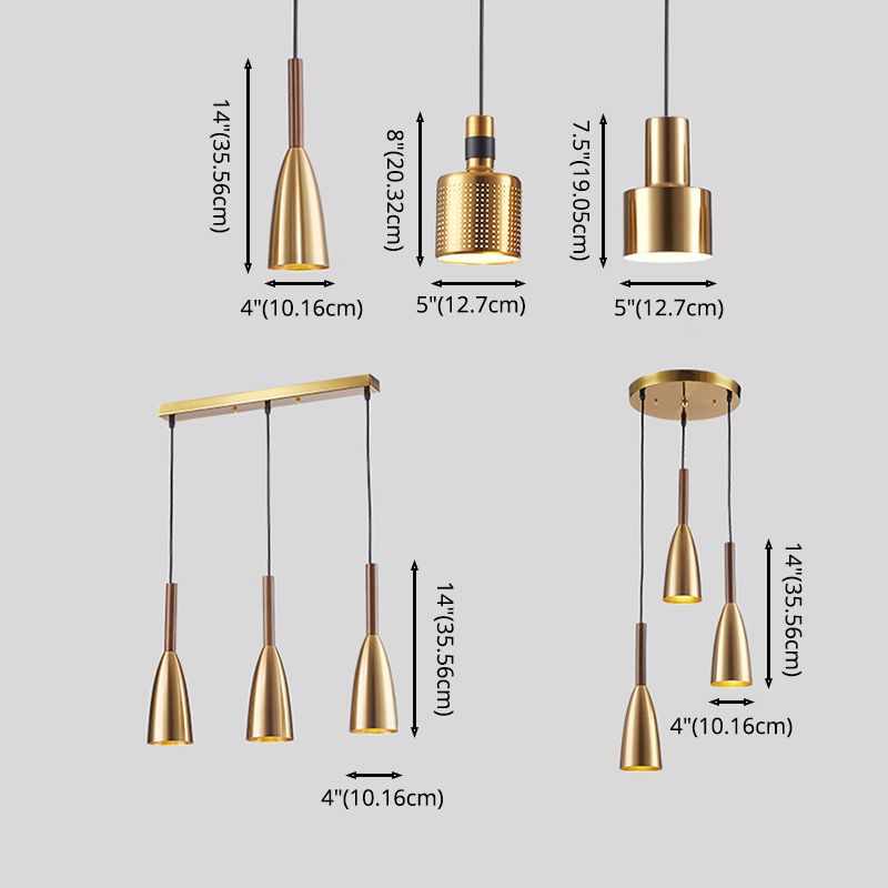 Gold Plated 3-Light Pendant Light Post-modern Metal Hanging Light Fixture for Dining Room