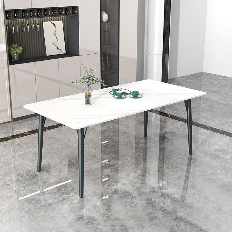 Modern Style Dining Table Rectangle Sintered Stone 4 Legs Dining Table for Kitchen