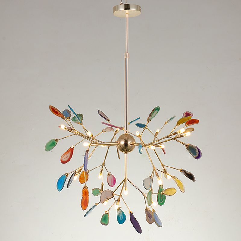 Metal Branch Hanging Light Kit Minimalistic Multi-Color Chandelier Light Fixture