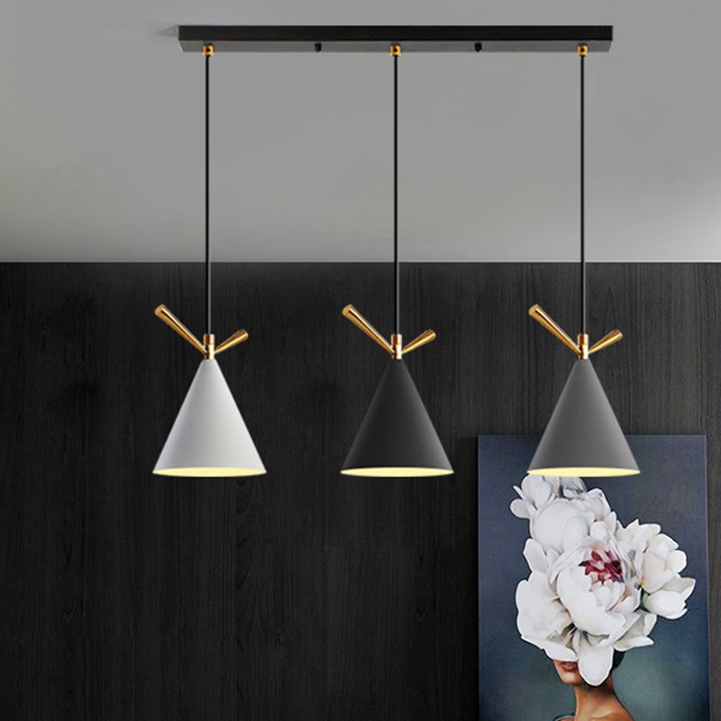 Modern Cone Shade Island Pendant Light 3-Light Ceiling Light with Metal Shade