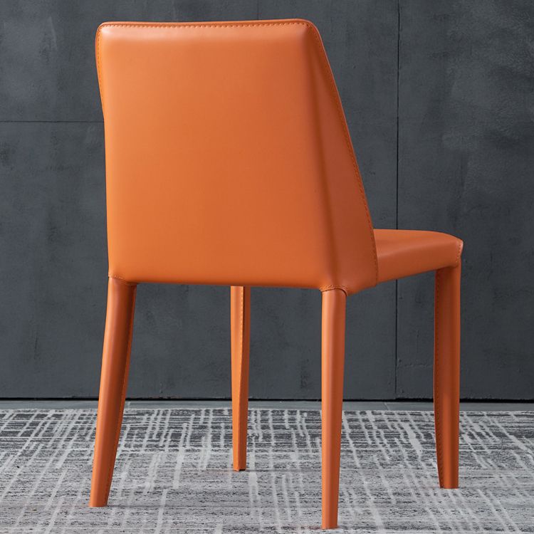 Silla sin brazos de comedor de cuero moderno, sillas de comedor de metal para uso doméstico