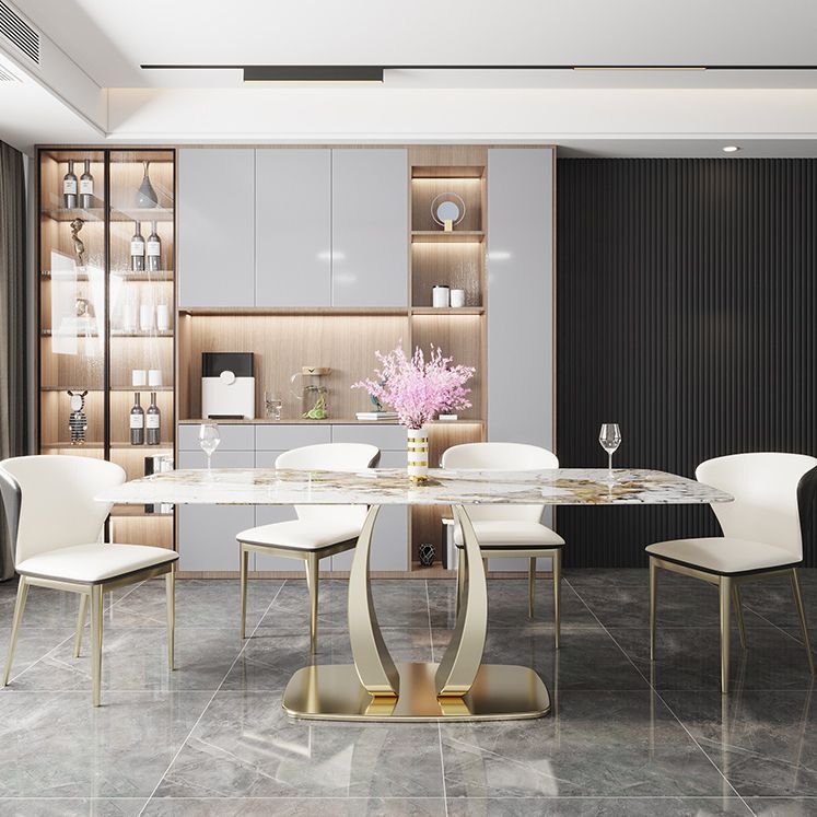 Mesa de comedor de piedra sinterizada Glam, mesa de comedor estándar rectangular para cocina