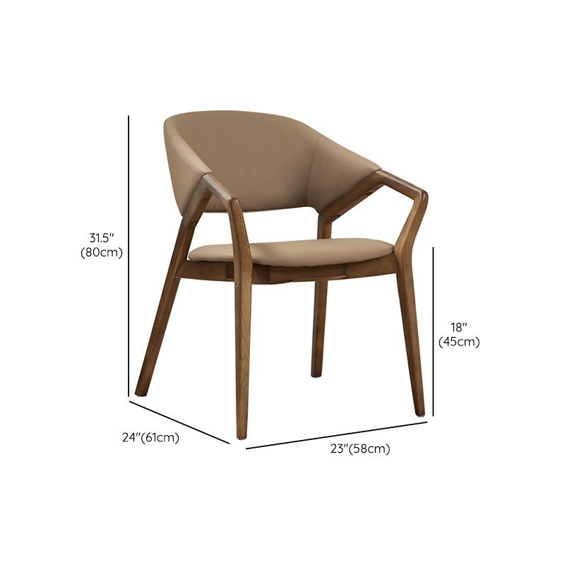 Contemporary Upholstered Arm Chair Home Solid Wood Dining Chair