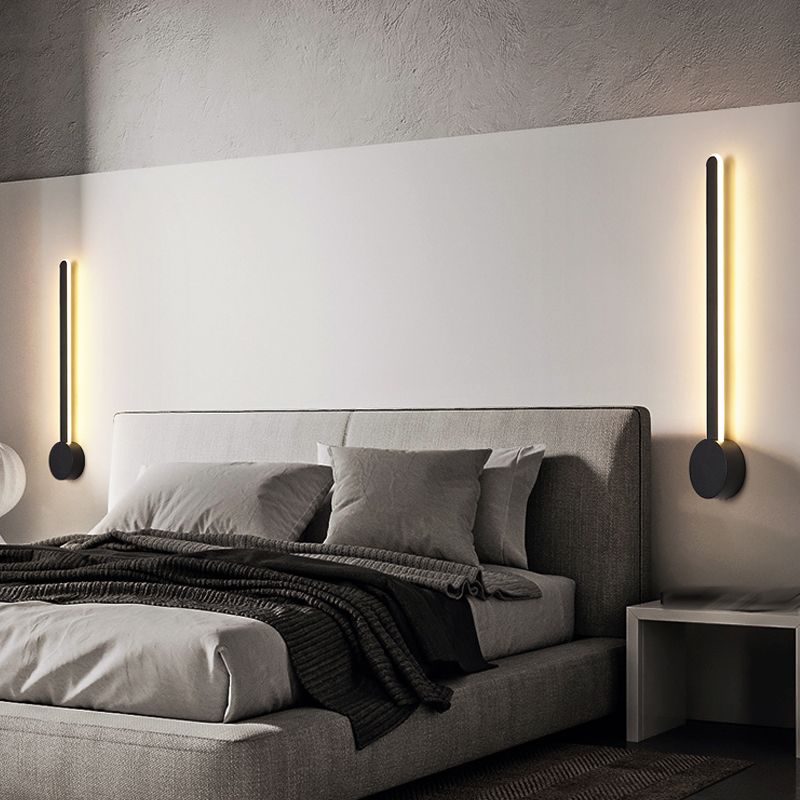 Metal Linear Shape Wall Light Modern Style Multi Lights Wall Mounted Light in Black