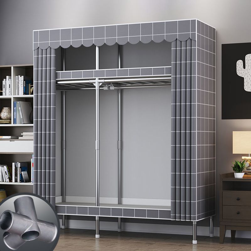 Contemporary Style Metal Wardrobe Cloth Rod Included Wardrobe Closet for Home