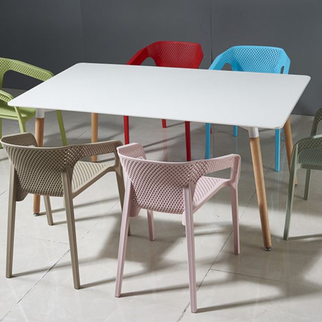 Ensemble de chaises de cuisine à manger avec bras arrière solide, chaises en plastique de style contemporain