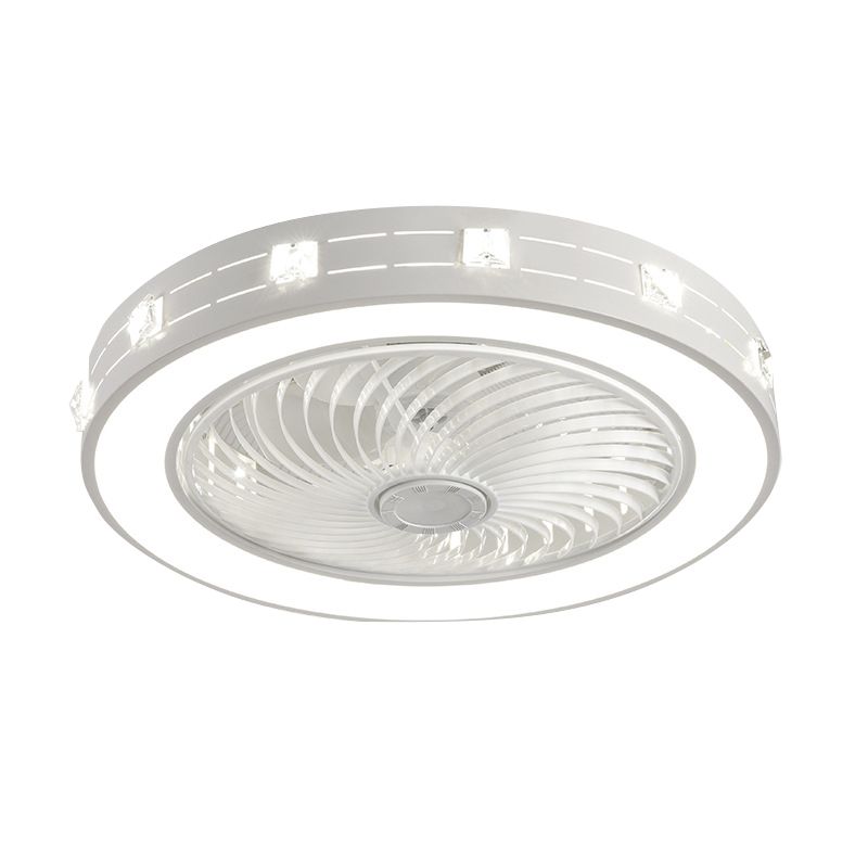 Tel-outs White Round Fan Light LED Contemporary Metal Semi Flush Soffio Light