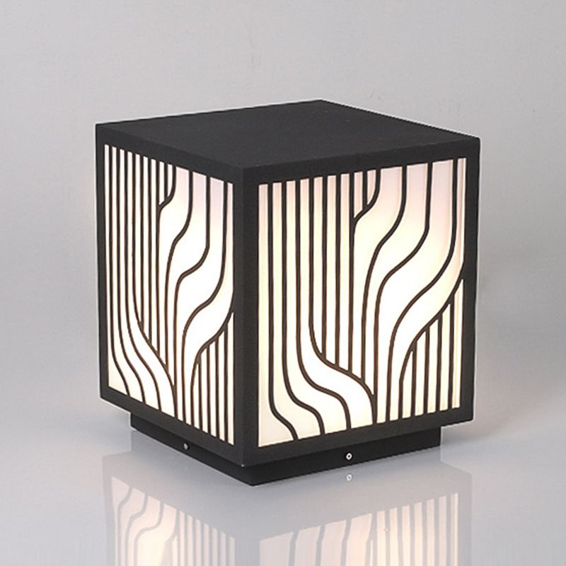 Black Waterproof Lights Outdoor Square Pillar Lamp for Garden