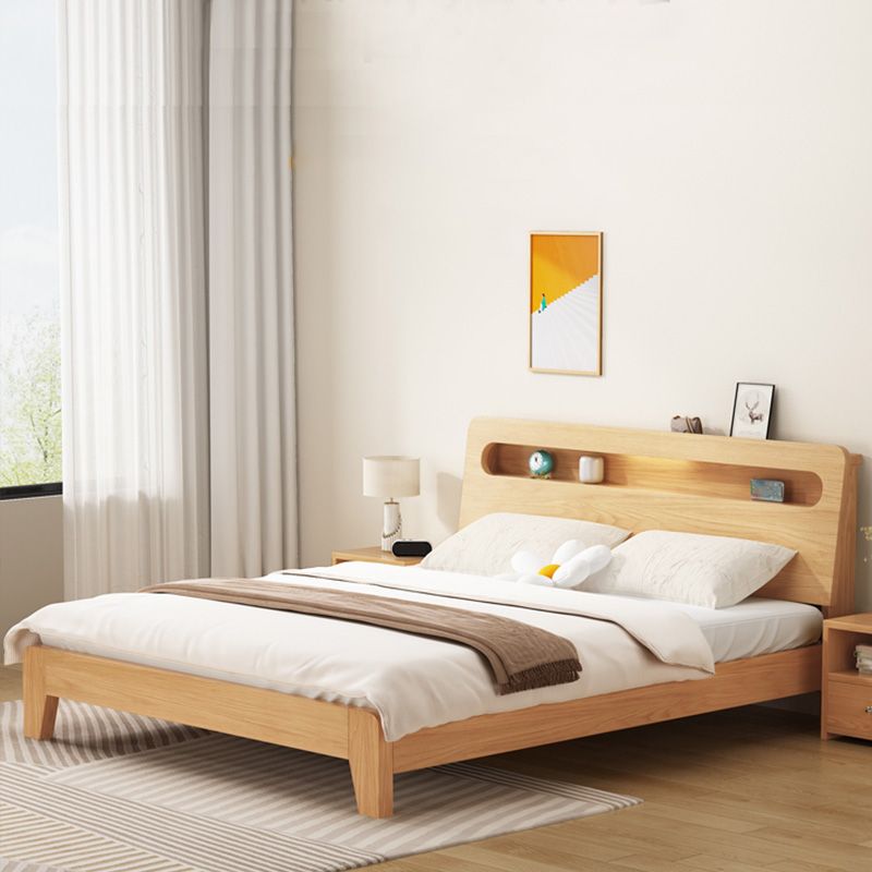Rectangular Standard Bed Solid Color Panel Bed with Headboard