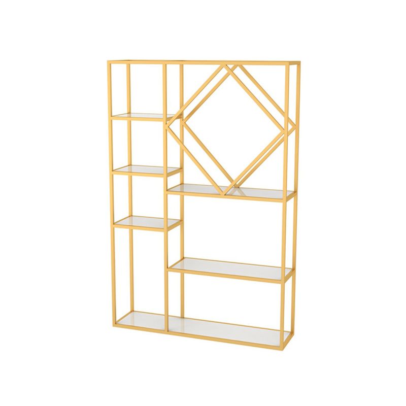 Modern Bookcase Gold Metal Open Back Shelf Bookcase with Shelves for Living Room
