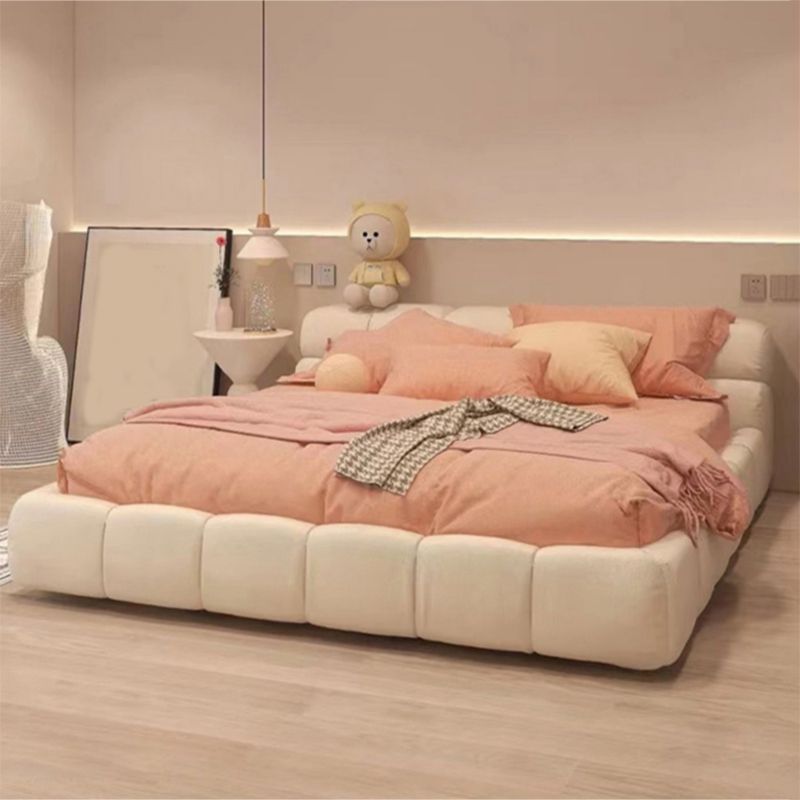 Contemporary Standard Bed with Tufted Genuine Leather Headboard