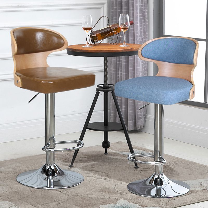 Modern Backrest Liftable Stool Steel Household Bar Stool with Cushion and Pedal