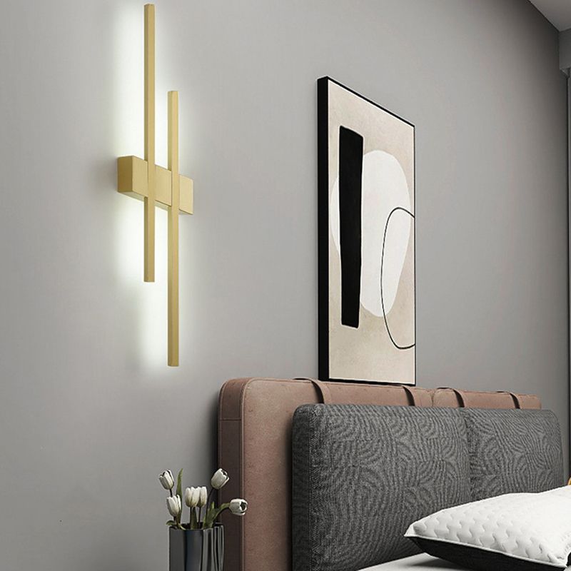 Minimalism Brass Wall Sconce Linear LED Sconce Lighting for Living Room
