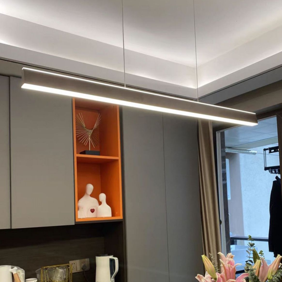 Modern Metal Island Light Strip 2 luces LED Island Colgante para comedor