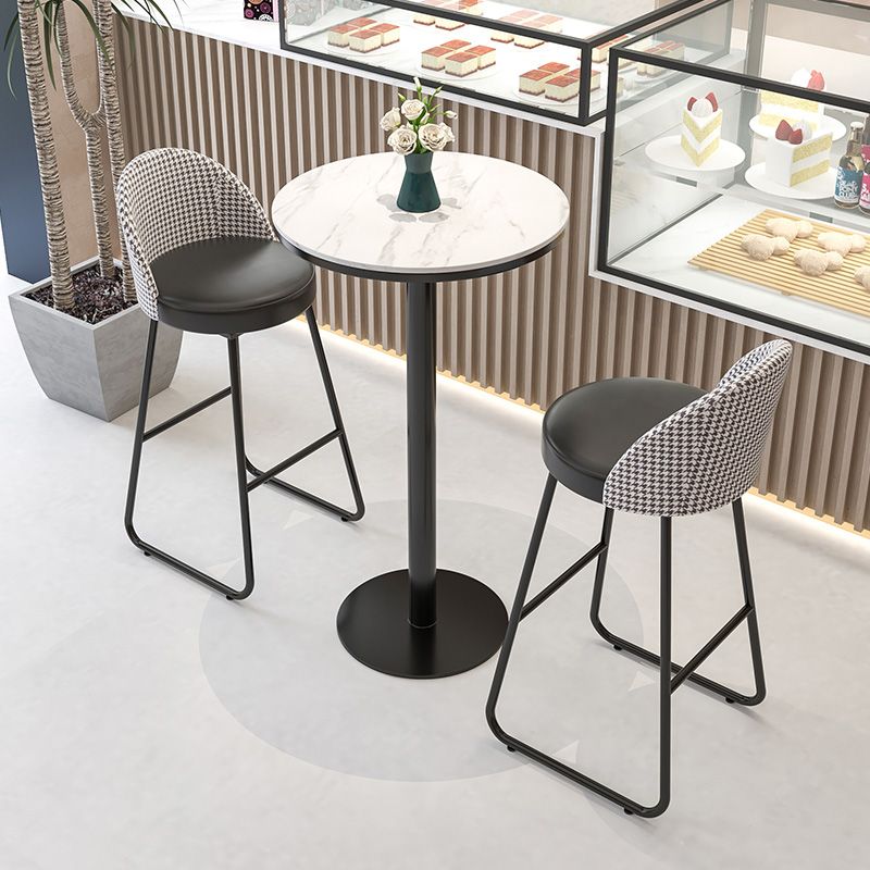 Restaurant Modern Bucket Counter Bar Stool Leather and Metal Counter-height Stool
