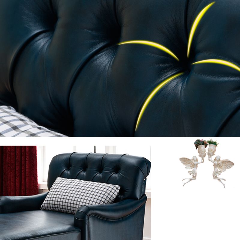 Traditional Faux Leather Accent Chair Two Armed Recessed Arms Chaise