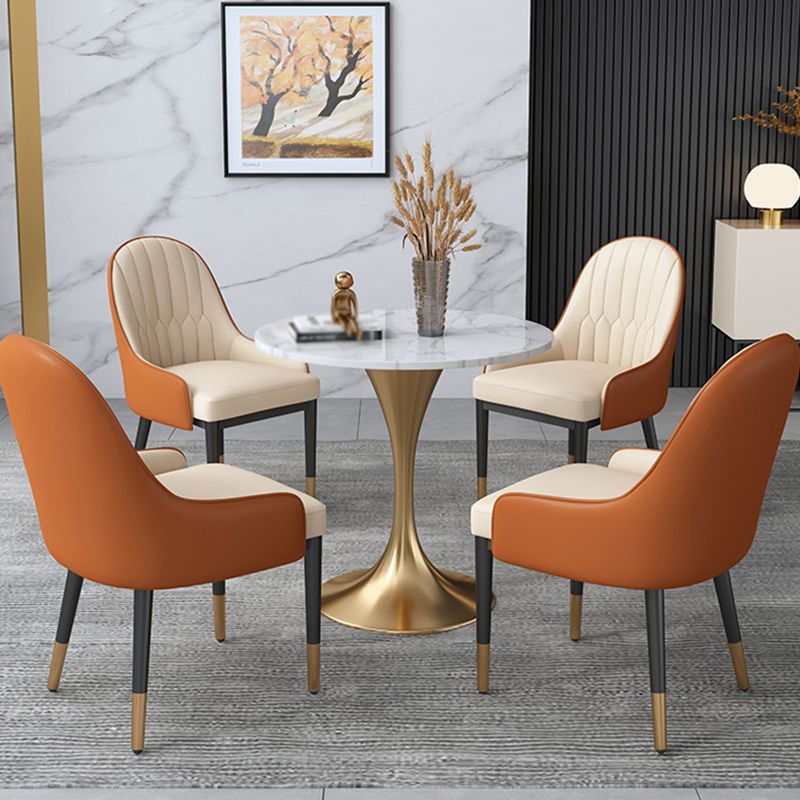 Sintered Stone White Dining Table Simplicity Tulip Base Table for Dining Room