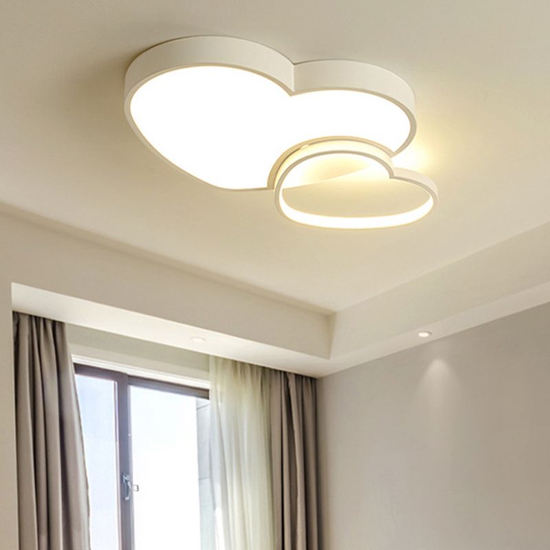 Modern Style liebevoll Herz Flush Licht Armatur Acryl 13 "/16.5" W LED Kinder Zimmer Flushmount Lampe in Pink/Weiß