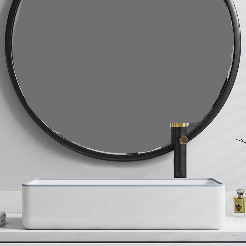Bathroom Sink Ceramic Rectangular Faucet Single Rod Handle Sink