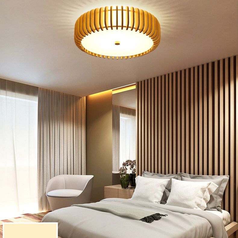 Drum Flush Mount Lighting Fixture Asian 1-Light Flushmount Ceiling Lamp with Acrylic Shade
