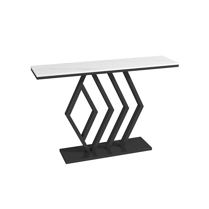 Stain Resistant Glam Slate and Metal Console Table Abstract for Hall