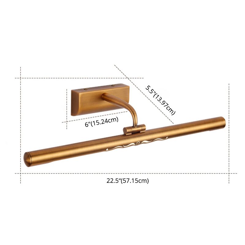 Waterproof Linear LED Wall Light Metal Antique Brass Vanity Neutral Light for Dressing Room