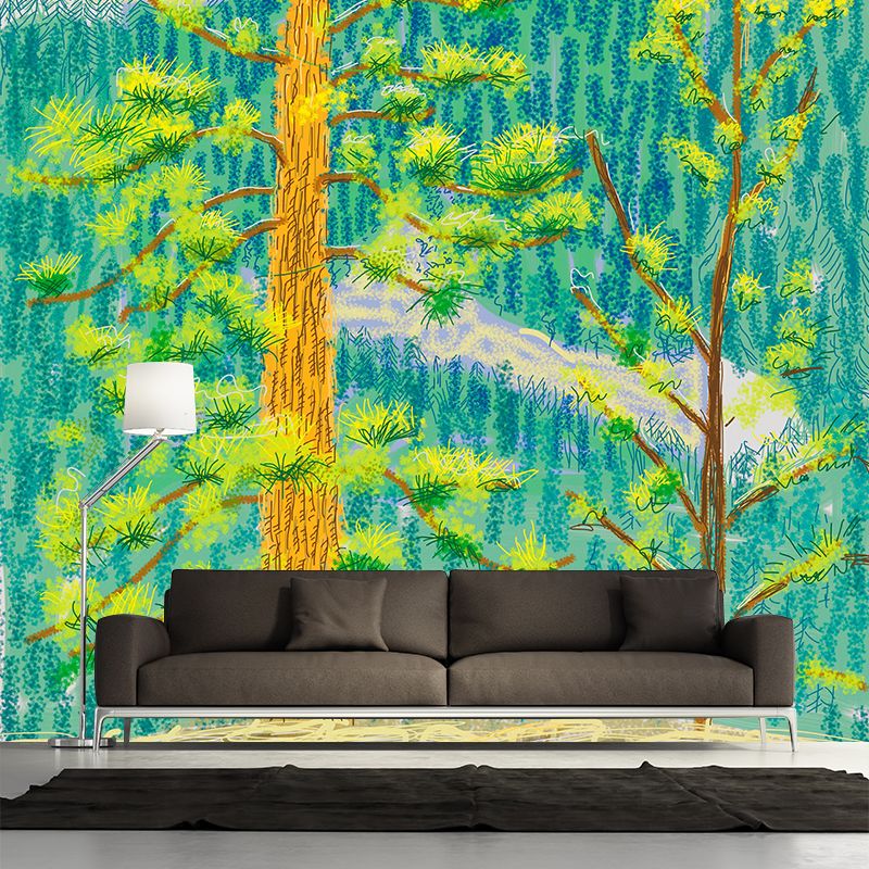 Still Life Painting Botanical Murals Modern Art Non-Woven Material Wall Decor in Green