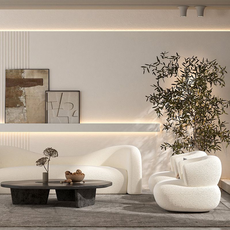 Contemporary Wool Curved Sofa Modern Sloped Arm Sofa for Living Room