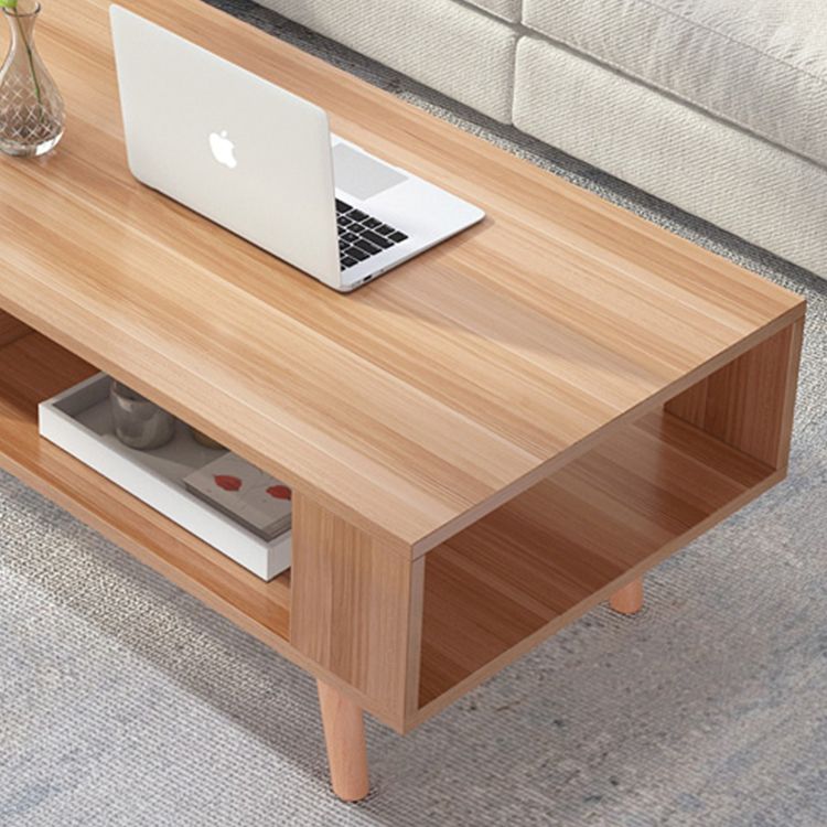 Contemporary 4 Legs Cocktail Table Wood 1 Single Coffee Table with Drawers