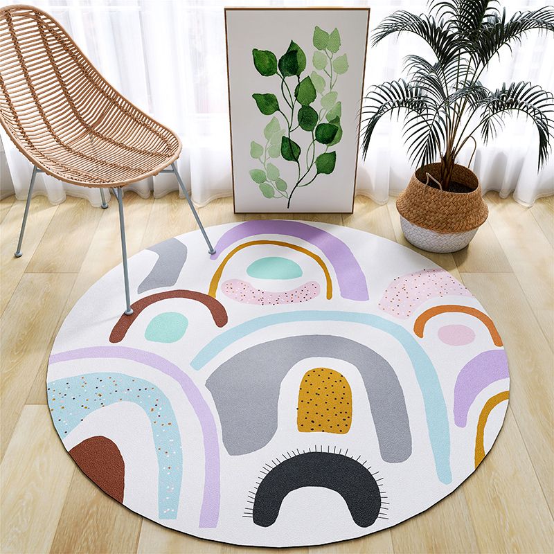 Light Pink Striped Rug PVC Minimalist Rug Non-Slip Backing Rug for Home Decor