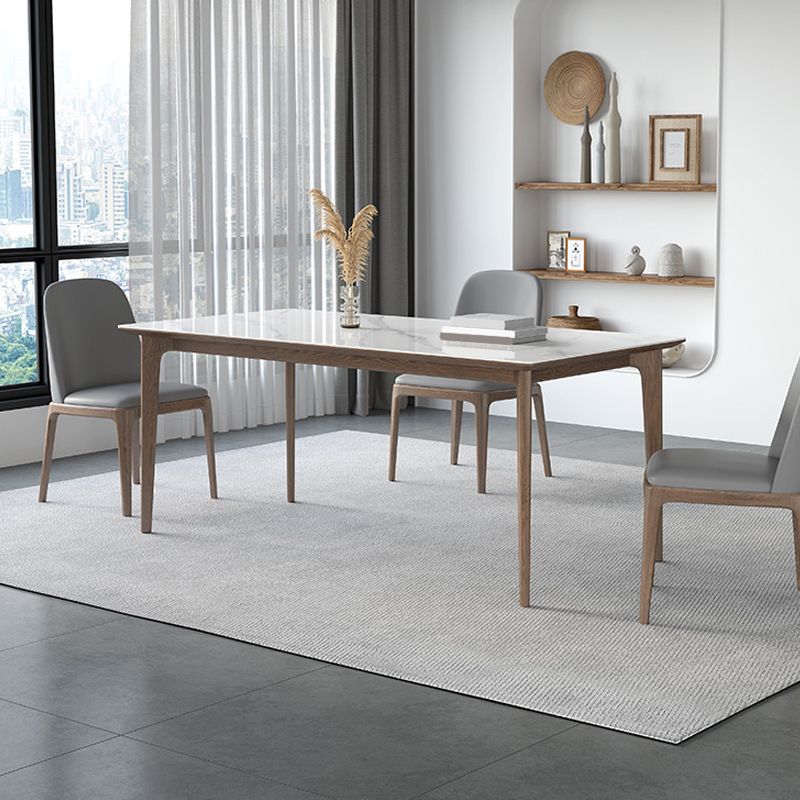 Modern Rectangle Dining Table Ash Wood Base Dining Table with 4 Legs