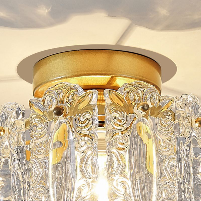 Crystal Lighting Fixture Gold Modern Flush Mounted Ceiling Lights for Foyer